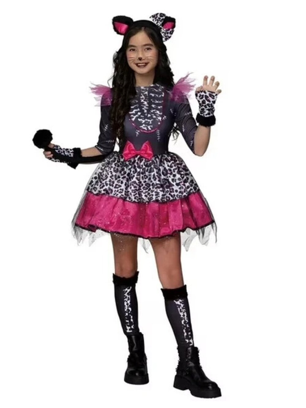 Partyholic Girl's Skelecat Halloweeen Costume